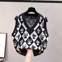 Tide brand v-neck sweater vest women loose 2021 new autumn and winter Korean version Joker vest waistcoat