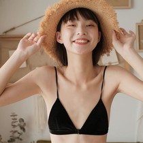  Summer front buckle small chest flat chest underwear female Korean version of the bra solid color no steel ring triangle cup beautiful back bra thin section