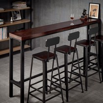 Bar table solid wood simple household long bar against the wall table and chair combination high table Iron Bar modern narrow high table