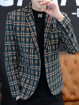 Tide brand mens plaid small suit 2021 Autumn New Korean trend slim suit casual jacket jacket