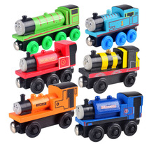 Wooden magnetic Thomas small fire set Wooden rail car boy early education educational toy Cake decoration