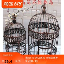 Wrought iron birdcage European Wrought iron birdcage Wedding decoration flower cage ornament props Bird cage hanging flower rack Bird cage