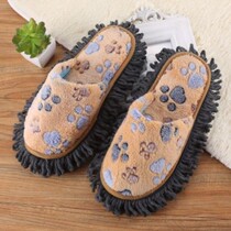 (Ground wiping artifact) lazy people wipe floor slippers massage summer cotton and linen mopping the floor silently vacuuming men and women silent soft