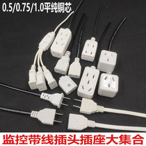 Monitoring with wire plug female socket 2-hole 3-hole female plug 10A two-pin female plug male plug cable 220V integrated female plug