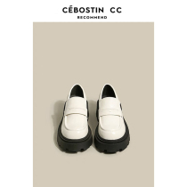 CALINAKTLLY white Lefos shoes women 2021 new small leather shoes womens autumn winter plus suede thick bottom single shoes