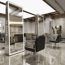 Net red hairdressing mirror table floor-to-wall stainless steel barber shop mirror hair salon special double-sided mirror table