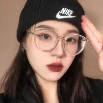 Transparent glasses myopia can be matched with a large face width ultra light tr90 frame retro anti-blue light spectacle frame mesh red