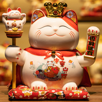 Shake hands cute fortune cat ornaments open large ceramic Japanese shop home gifts decorations home electric