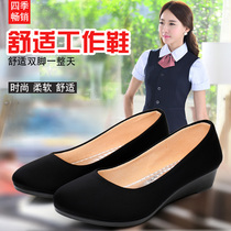 ten thousand and Tai new old Beijing Bushoes women shoes Single shoe slopes heel sleeves Shoes Career Comfort Black Cloth Shoes