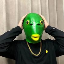 Green head fish head cover Net celebrity funny sand sculpture Green head monster Green fish man full face frog monster fish head fish head monster mask