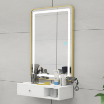 Beauty salon mirror barber shop hair salon special hair cutting mirror table with lamp Wall makeup ironing tool table mirror table
