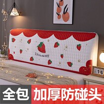 Wooden bedside soft bag thickened cotton cover universal bed headgear solid wood soft bag European bedside dust cover cloth