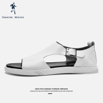 Co Dancing Leather Sandals Men Genuine Leather Summer Men Cool Shoes 2022 New Outwear Driving Beach Shoe Men s