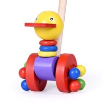 Trolleys push toddler toys baby wood children play ducks wooden chicks children push
