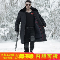 Military cotton coat mens winter thickened velvet mid-length new military fans cotton-padded clothing warm and cold-resistant security training coat