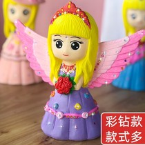  Childrens DIY handmade plaster doll coloring piggy bank send color diamonds drop-resistant painting set up a stall toy girl