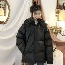 Cotton-padded womens new long-term hooded hand-stuffed cotton and thick coat female Korean loose student Puskin cotton-padded clothes