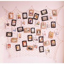Fishing net Photo Wall creative grid hemp rope clip Wall photo frame background wall hanging wall ins decoration free hole