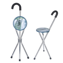 Stainless steel elderly folding crutches old man three-legged cane stool crutches cane chair with seat