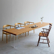 Solid wood board tea table acrylic suspension table Net Red guest tea table homestay long table office tea table