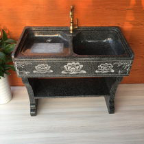 Balcony Home Marble Laundry Pool With Washboard Outdoor Stone Pool Courtyard Granite Rock Material Wash Basin