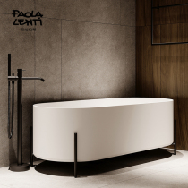 Paola Lent one-piece qi Meishi oval with foot rest bath pool hotel lovers double artificial stone domestic bath