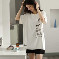 Pajamas female summer Korean short sleeve cute cartoon casual loose female students can wear home suit suit