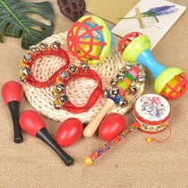 Baby small sand hammer red baby chasing vision hearing visual hand grip training early education toy hand Ring Ball