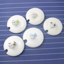 Candy-colored ceramic mug lid portable lid tea cup lid with spoon with perforated lid Universal round lid