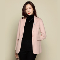 Velvet suit elegant soft pink wool double-sided jacket double-sided cashmere one button button slim lady suit