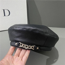 Chain Leather Bailey hat Puppi painter hat female English style retro octagonal hat Japanese Net red Korean version 2021