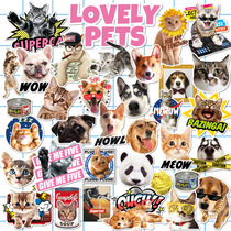 Cute animal cat puppy suitcase sticker waterproof no glue guitar skateboard stickers 33