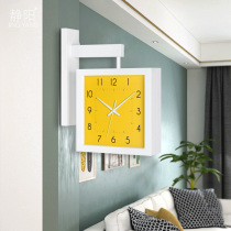 Mute Nordic American Net red double-sided clock wall clock living room clock light luxury modern simple non-punching new Chinese style