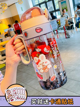 Water Cup Women Summer Super Large Capacity Portable 2000 ml tritan Water Bottle High Temperature Cute With Straw Bottle