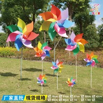 Outdoor Seven Color Sizes Windmills Rotating Suspended Kindergarten Scenic Area Decorations Children Plastic Toys Bulldozing Windmills
