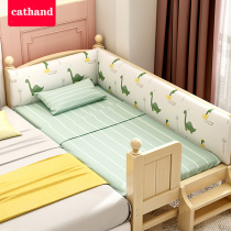 Solid wood childrens bed with guardrail baby single bed boys and girls princess bed big bed widened bed stitching bedside