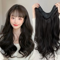 Wig female hair big wave long curly hair net red one piece U-shaped non-trace long straight hair natural hair hair hair wig