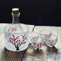 Handmade Japanese cherry blossom glass cup pot set Yellow Wine Wine Wine Wine Wine Wine wine pot hot pot plum coffee tea white wine glass