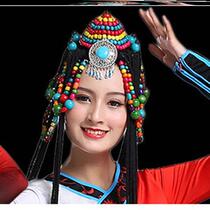 Tibetan headdress female Tibetan 2021 New Tibetan dance performance headdress stage exaggeration minority jewelry