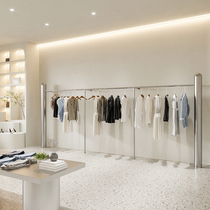 Clothing Shop Show Shelf Stainless Steel Upper Wall Hanging Clothes Pole Womens Clothing Store Fashion Brief About Floor Shelf Display Props