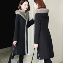 2021 Winter New thick ni overcome coat womens style overcome long imitation sheep cutting wool liner hooded jacket