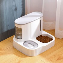 Cat Bowls Double Bowl Automatic Drinking Water Feeding Cat Food Basin Dogs Bowls Kittens Water Bowls Anti-Over Dog Rice Basin Pet Supplies
