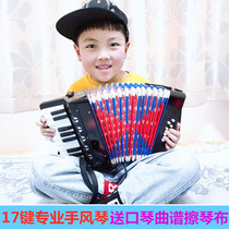 Accordion 17 keys 8 bass children adult students beginners self-study introductory musical instrument enlightenment strap