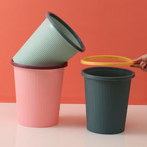 Household simple trash can living room without cover large creative plastic paper basket bedroom kitchen bathroom cute small tube