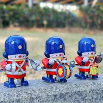 Childrens chain clockwork iron robot after 80 nostalgic Baby little man guards beating drums and walking toys