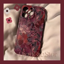 Retro pink flower oil painting applies iPhone12 13 ProMax apple 11 phone shell xs max mesh red xr tide x silicone 8plus full package anti-fall protection
