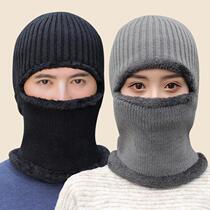 Winter new fashion hat masked plus velvet padded solid color one hat men and women simple portable Daily
