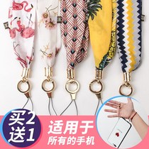 Silk towel mobile phone hanging rope female neck red silk snow spinning with short rope mobile phone shell not strangling neck hanging
