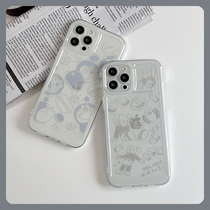 Cute Cartoon Doraemon KAWS Sesame Street Apple 13 Transparent Phone Case Couples Apply iPhone12 Skin Feeling Xsmax Straight Side All Inclusive 11Promax Silicone Soft Sleeve 7 8P Mens and Women xr