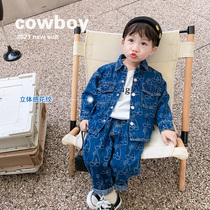 Childrens boys cowboy set 2021 New Baby children foreign-style Korean Spring Autumn Tide brand two-piece set